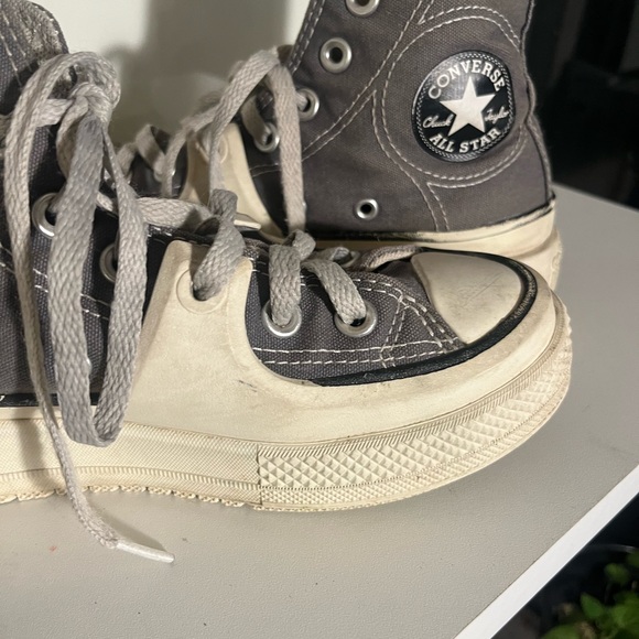 Awesome and rare Converse high tops with rubber crossover. Gray - Picture 3 of 9